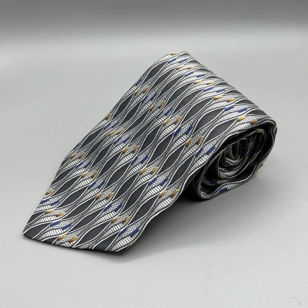 JOS. A. BANK Signature Collection Men's 100% Silk Necktie Geometric Blue USA -T8